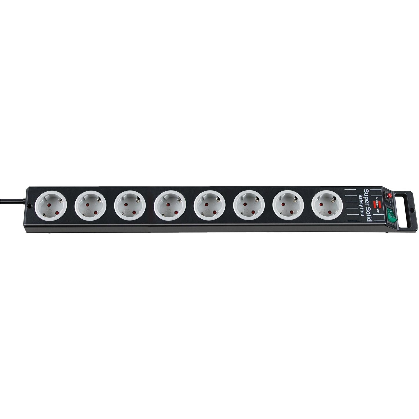 Brennenstuhl 1153380118 - Black Super-Solid-Line power strip with cable outlet opposite the switch (8 sockets)