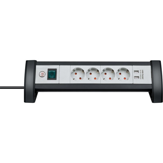 Brennenstuhl 1156250534 - Base múltiple Premium-Office-Line para sobremesa (4 tomas y 2 puertos USB)