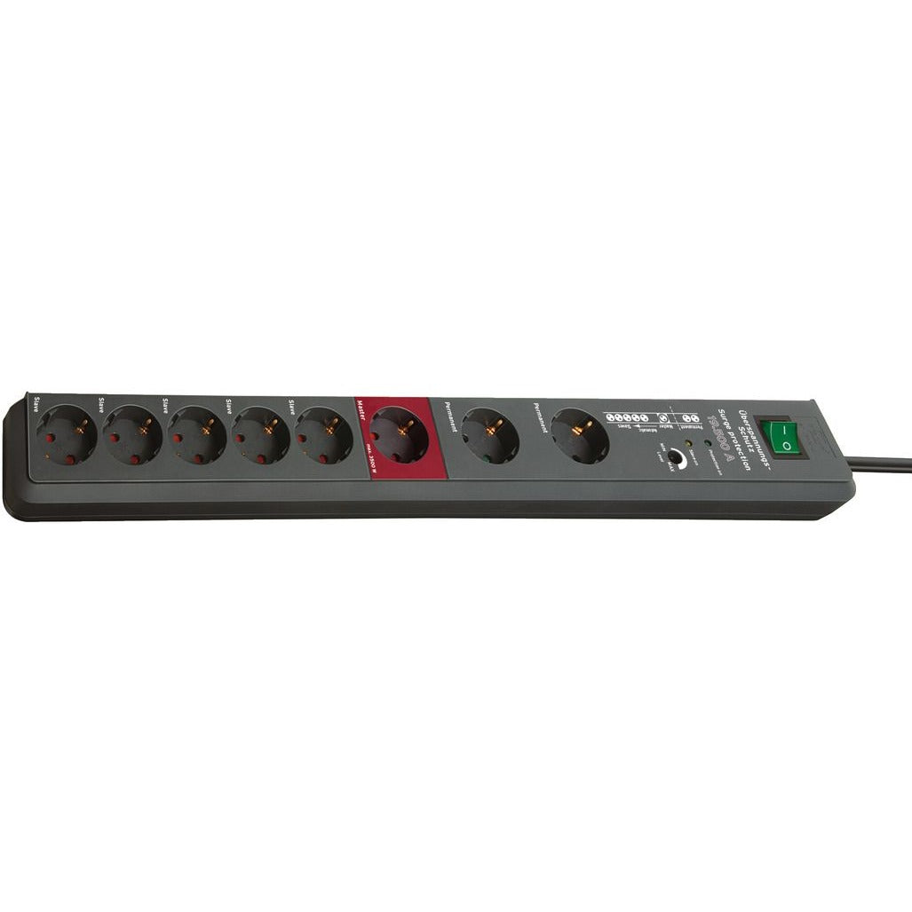 Brennenstuhl 1159490936 - Power strip with surge protection and master-slave function with 2 permanent Secure-Tec sockets
