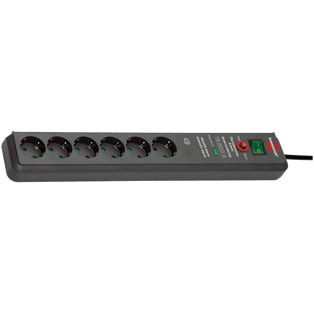 Brennenstuhl 1159540376 - Base múltiple con protección contra sobretensión y señal acústica Secure-Tec