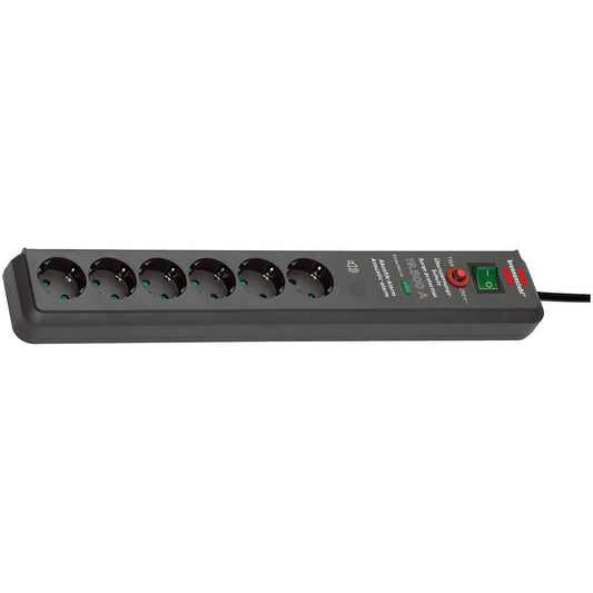 Brennenstuhl 1159540376 - Base múltiple con protección contra sobretensión y señal acústica Secure-Tec