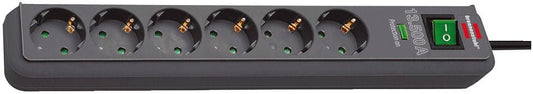 Brennenstuhl 1159700015 - Base múltiple con protección contra sobretensión Eco - Line (color antracita, 6 tomas y 1.5 m) - Ferrotecnia