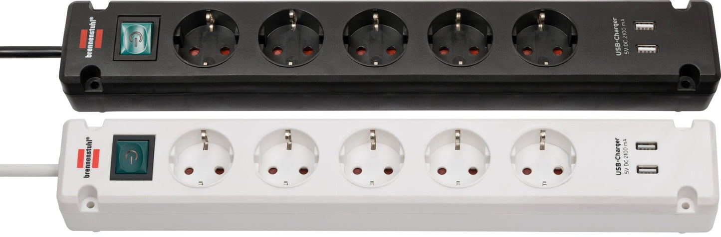 Brennenstuhl - Base de tomas múltiples Bremounta con puertos USB apta para montaje fijo - Ferrotecnia