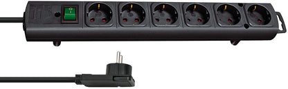 Brennenstuhl Base de tomas múltiples Comfort - Line Plus negra con clavija plana - Ferrotecnia