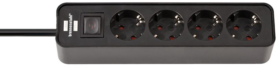 Brennenstuhl Base de tomas múltiples Ecolor negra con diseño compacto - Ferrotecnia