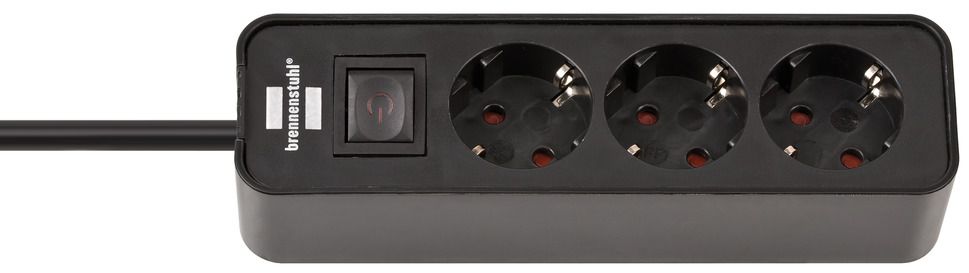 Brennenstuhl Base de tomas múltiples Ecolor negra con diseño compacto - Ferrotecnia