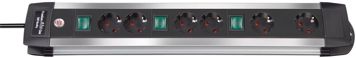 Brennenstuhl Base de tomas múltiples Premium - Alu - Line Technics con 2 y 3 interruptores - Ferrotecnia