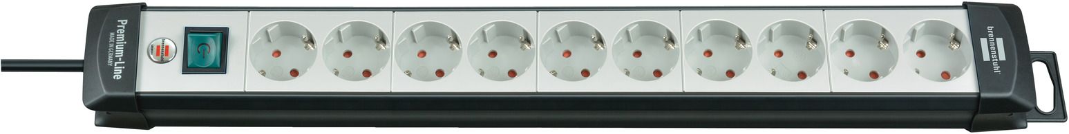 Brennenstuhl Base de tomas múltiples Premium - Line gris claro/ negra con varias posibilidad de instalación y fijación - Ferrotecnia