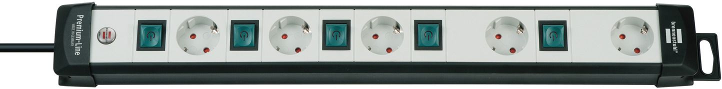 Brennenstuhl Base de tomas múltiples Premium - Line Technics con varios interruptores y disposición especial de los enchufes - Ferrotecnia