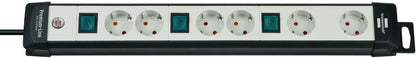 Brennenstuhl Base de tomas múltiples Premium - Line Technics con varios interruptores y disposición especial de los enchufes - Ferrotecnia