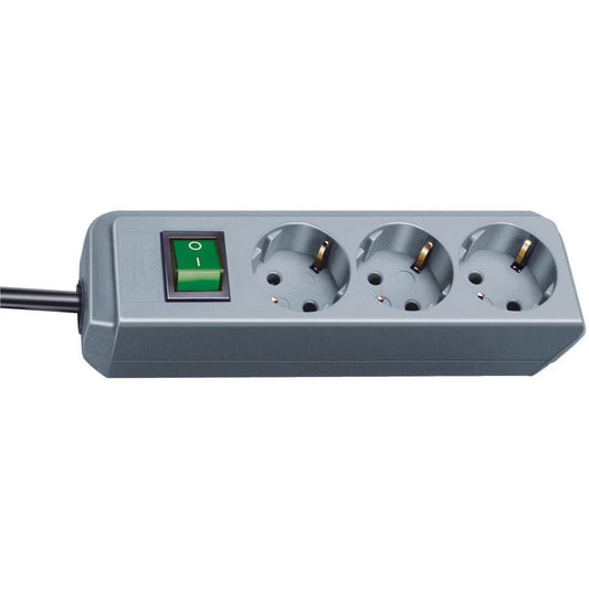 Brennenstuhl Eco-Line multi-socket base, silver-grey, with switch