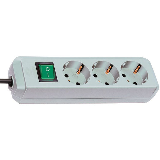 Brennenstuhl Eco-Line multi-socket base, light grey, with switch