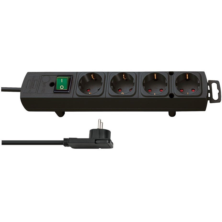Brennenstuhl Comfort-Line Plus multi-socket base, black, with flat plug