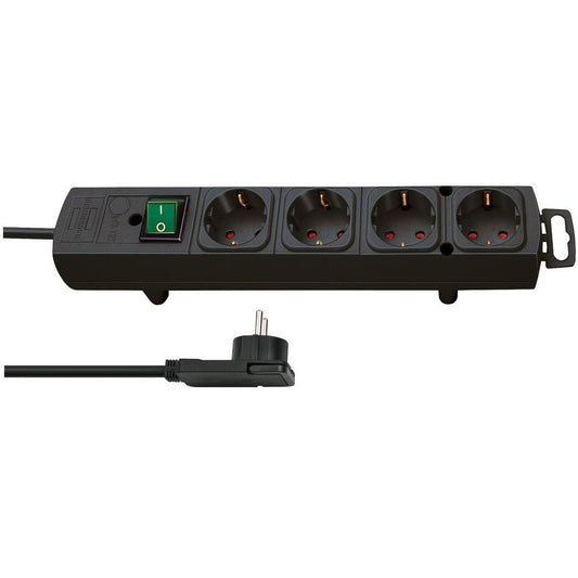 Brennenstuhl Comfort-Line Plus multi-socket base, black, with flat plug