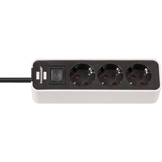 Brennenstuhl Ecolor multi-socket base, white/black, with compact design