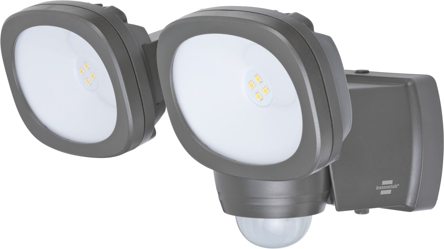 Brennenstuhl 1178900200 - Foco LED de pared doble a batería LUFOS 420 con detector de movimiento (240 x 2 lm)