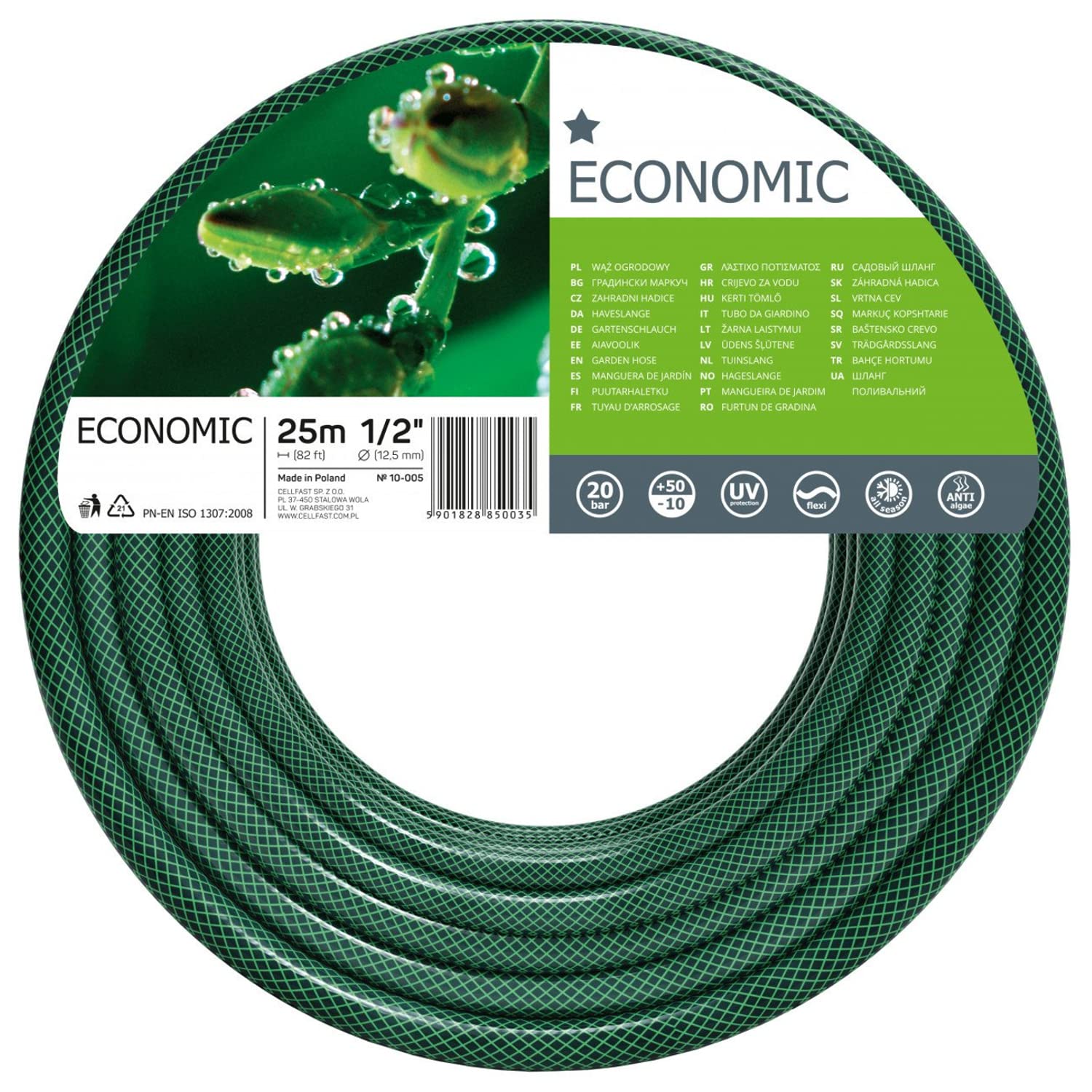 Cellfast 10-005 - Manguera de jardín Economic 1/2" 25m