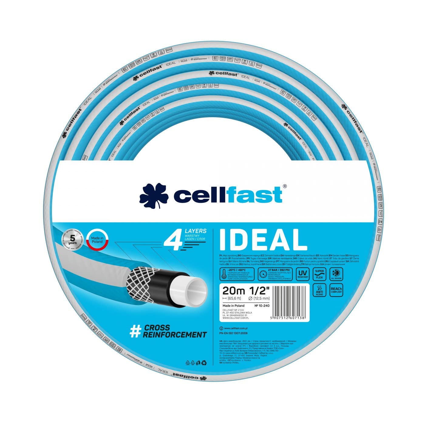 Cellfast 10-240 - Manguera de jardín Ideal 1/2" 20m