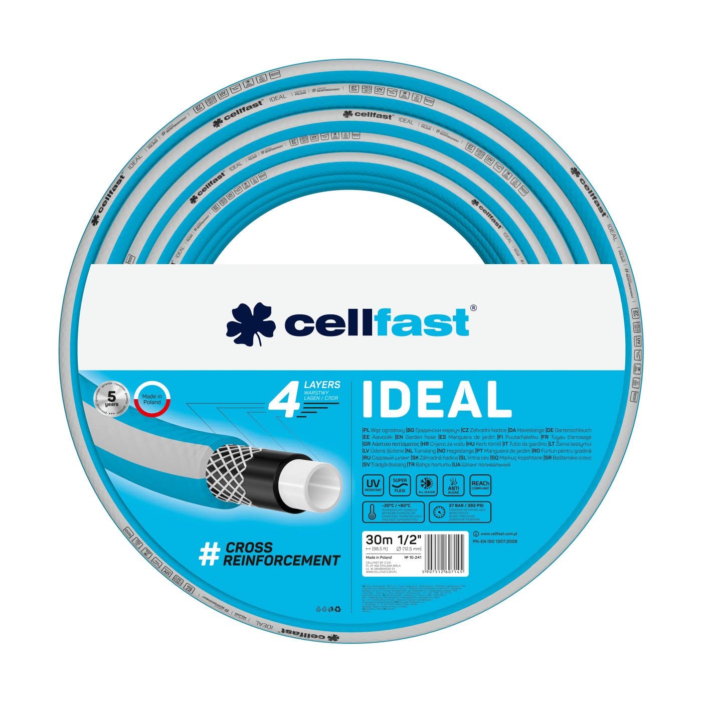 Cellfast 10-241 - Manguera de jardín Ideal 1/2" 30m