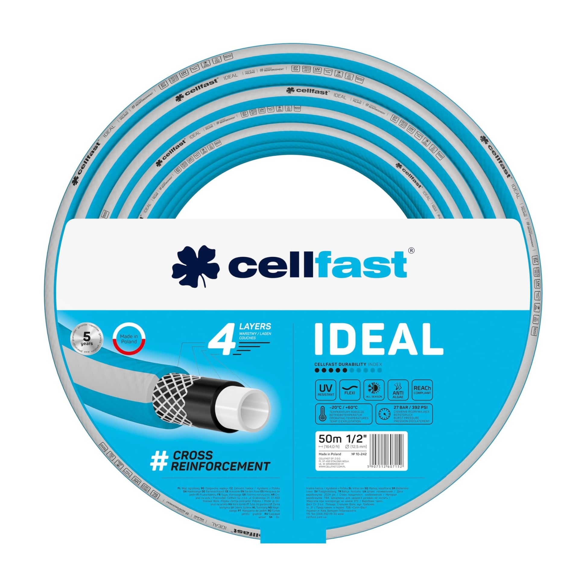 Cellfast 10-242 - Manguera de jardín Ideal 1/2" 50m