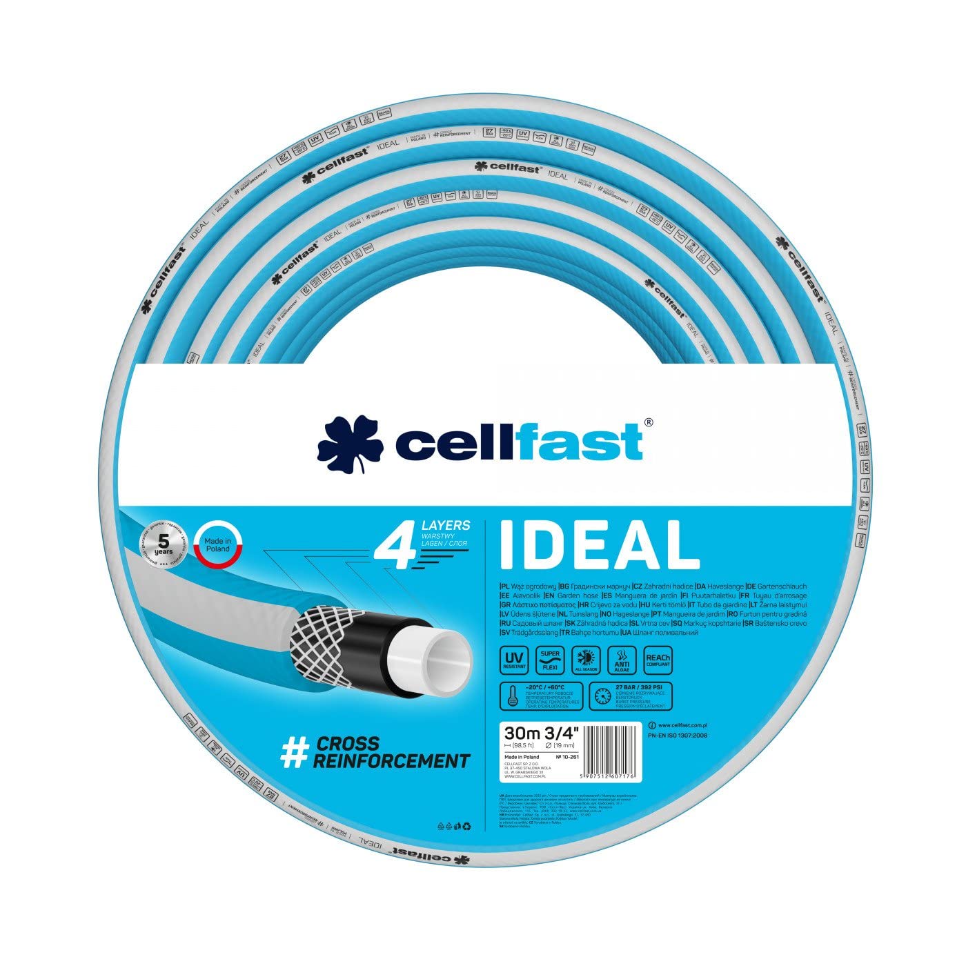 Cellfast 10-261 - Manguera de jardín Ideal 3/4" 30m