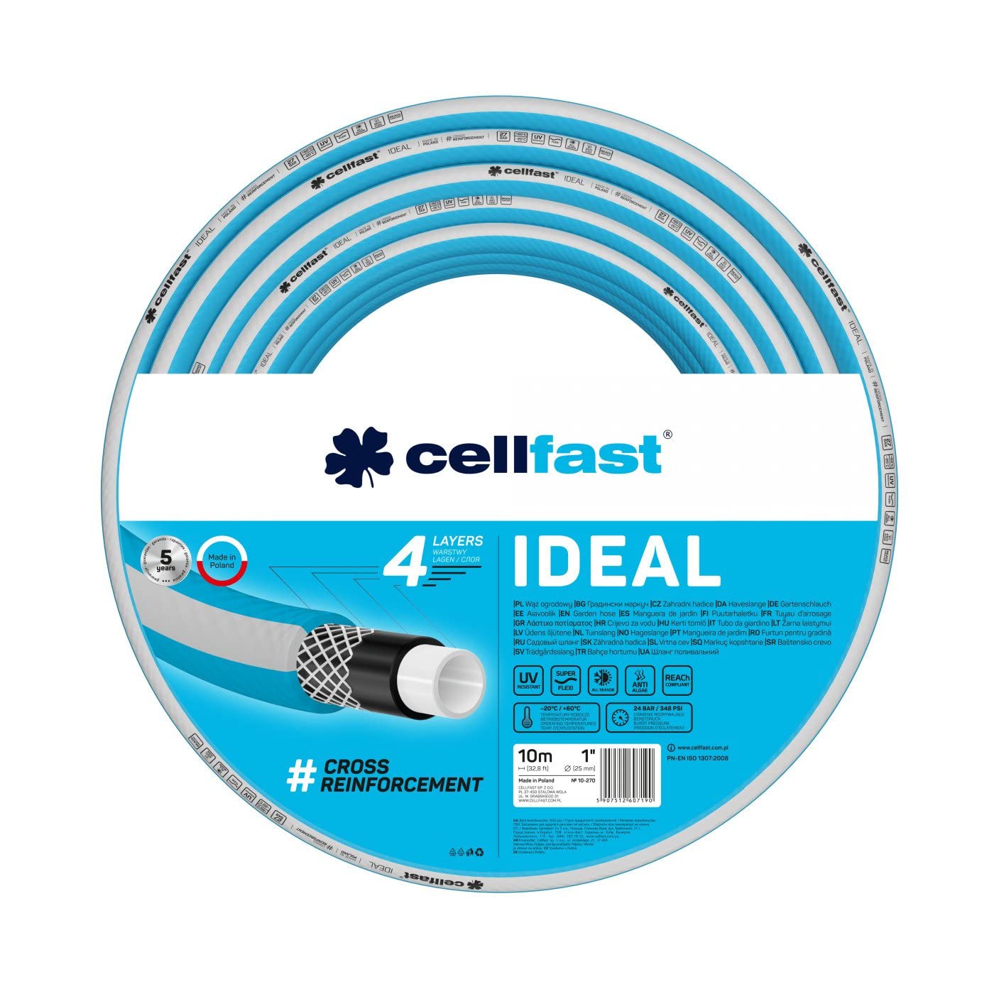 Cellfast 10-270 - Manguera de jardín Ideal 1" 10m