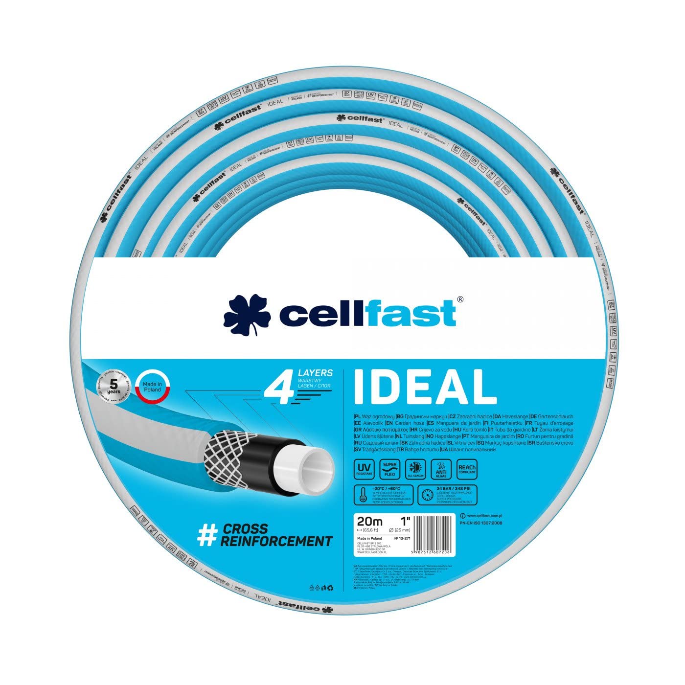 Cellfast 10-271 - Manguera de jardín Ideal 1" 20m