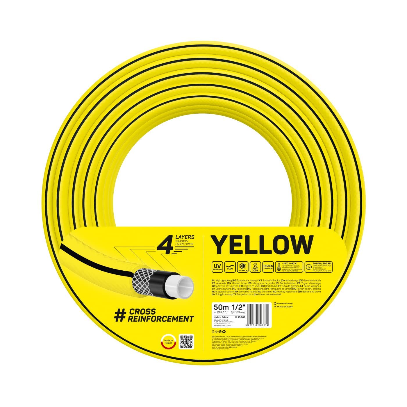 Cellfast 10-502 - Manguera de jardín Yellow 1/2" 50m