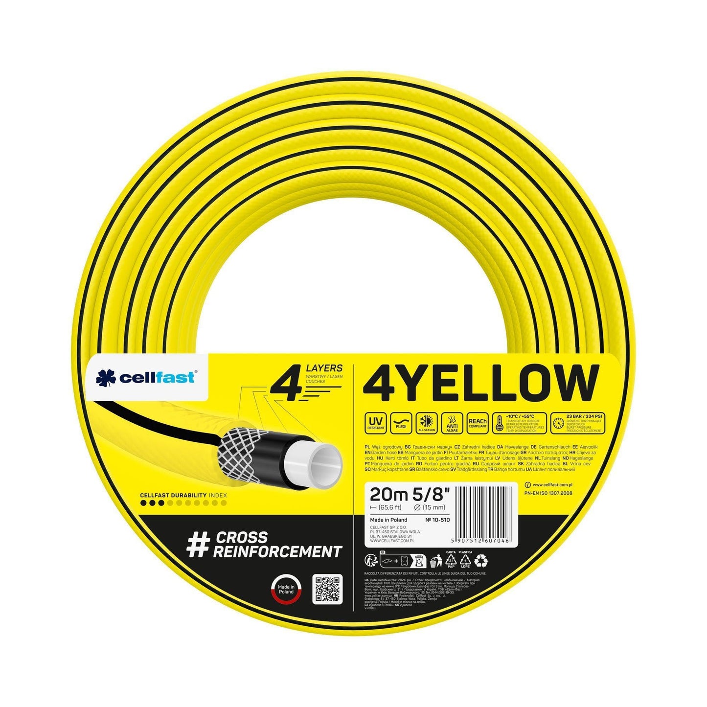 Cellfast 10-510 - Manguera de jardín Yellow 5/8" 20m