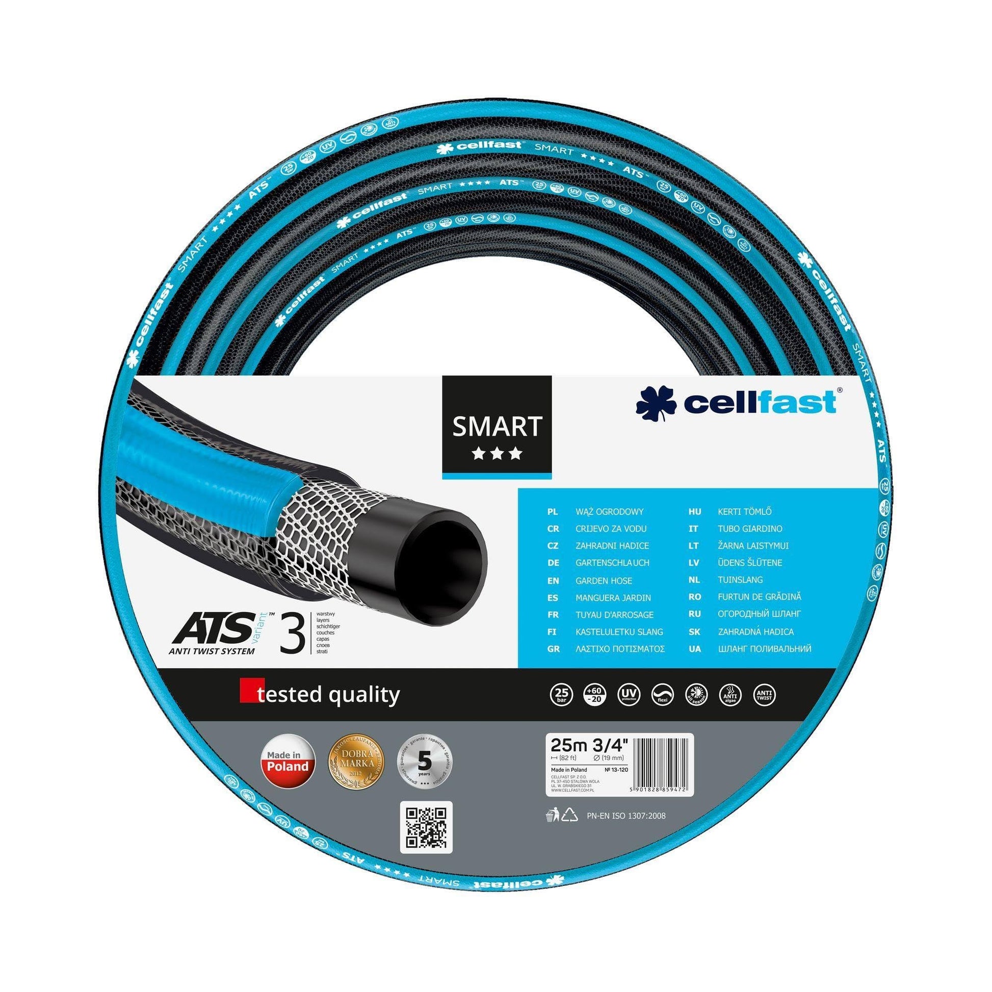Cellfast 13-120 - Manguera de jardín Smart ATS 3/4" 25 m