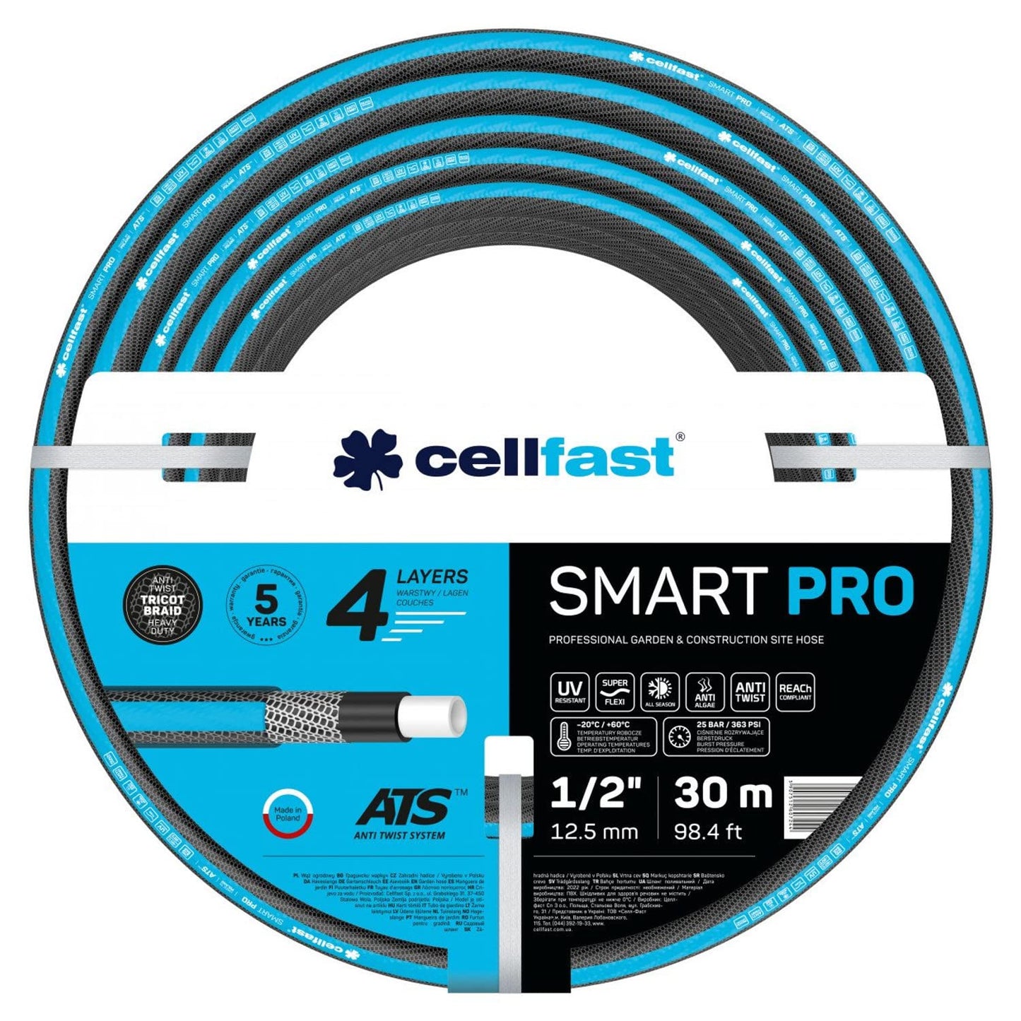 Cellfast 13-401 - Manguera de jardín Smart Pro ATS 1/2" 30 m