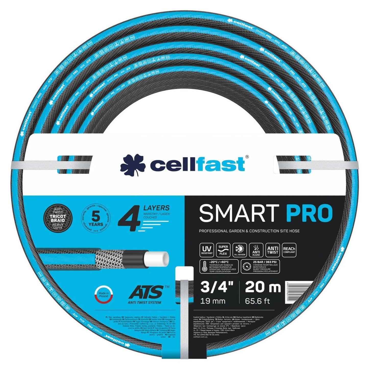 Cellfast 13-420 - Manguera de jardín Smart Pro ATS 3/4" 20 m