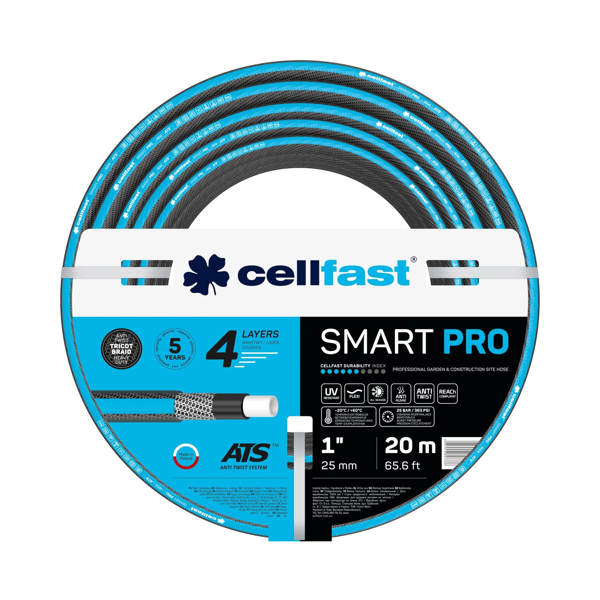 Cellfast 13-430 - Manguera de jardín Smart Pro ATS 1" 20 m