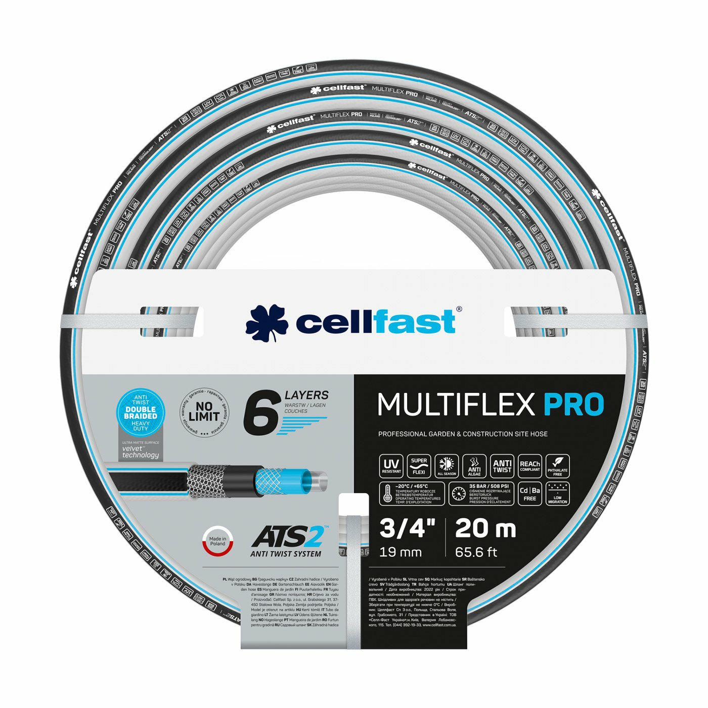 Cellfast 13-831 - Manguera de jardín Multiflex Pro ATS2 1" 20m