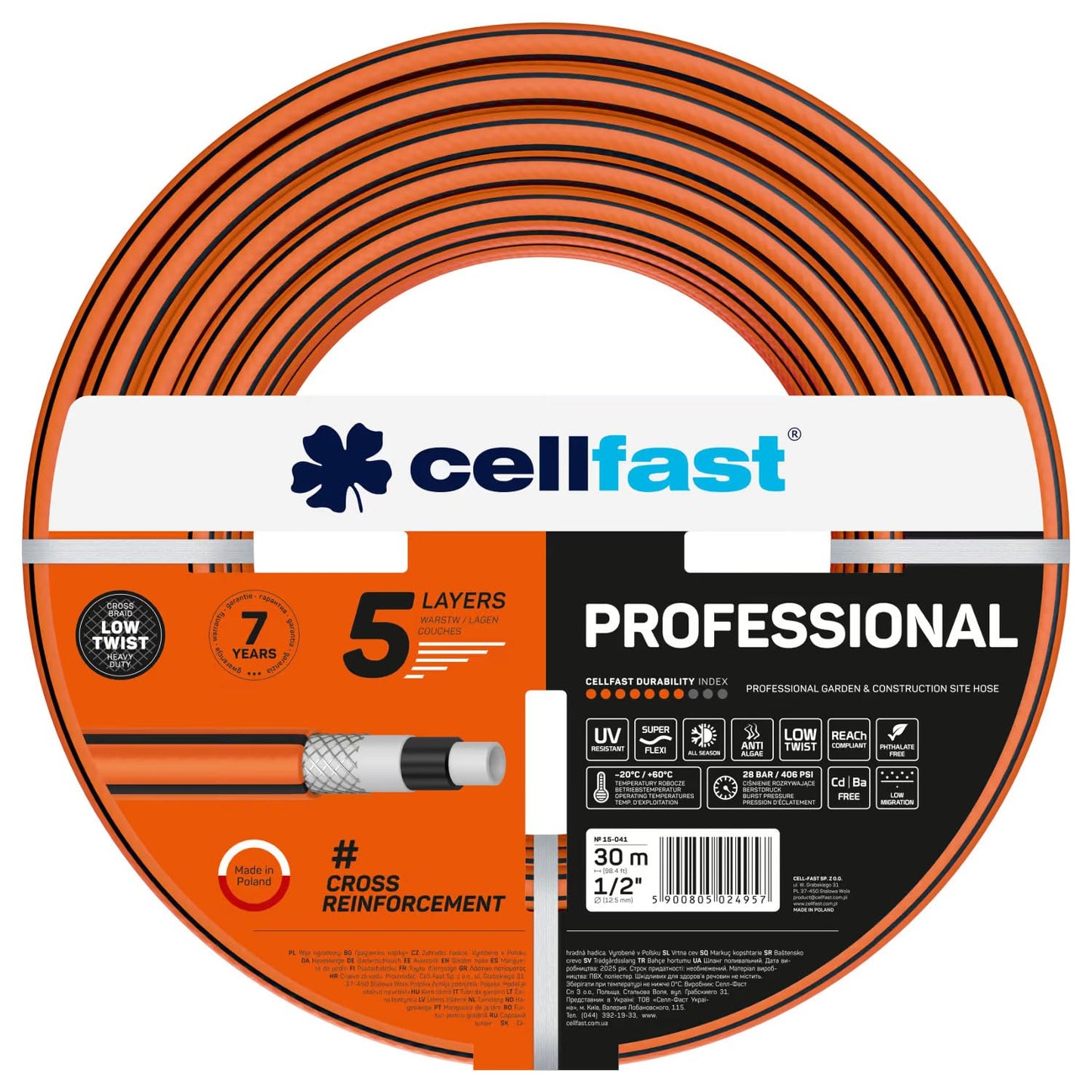 Cellfast 15-041 - Manguera de jardín Professional 1/2" 30m