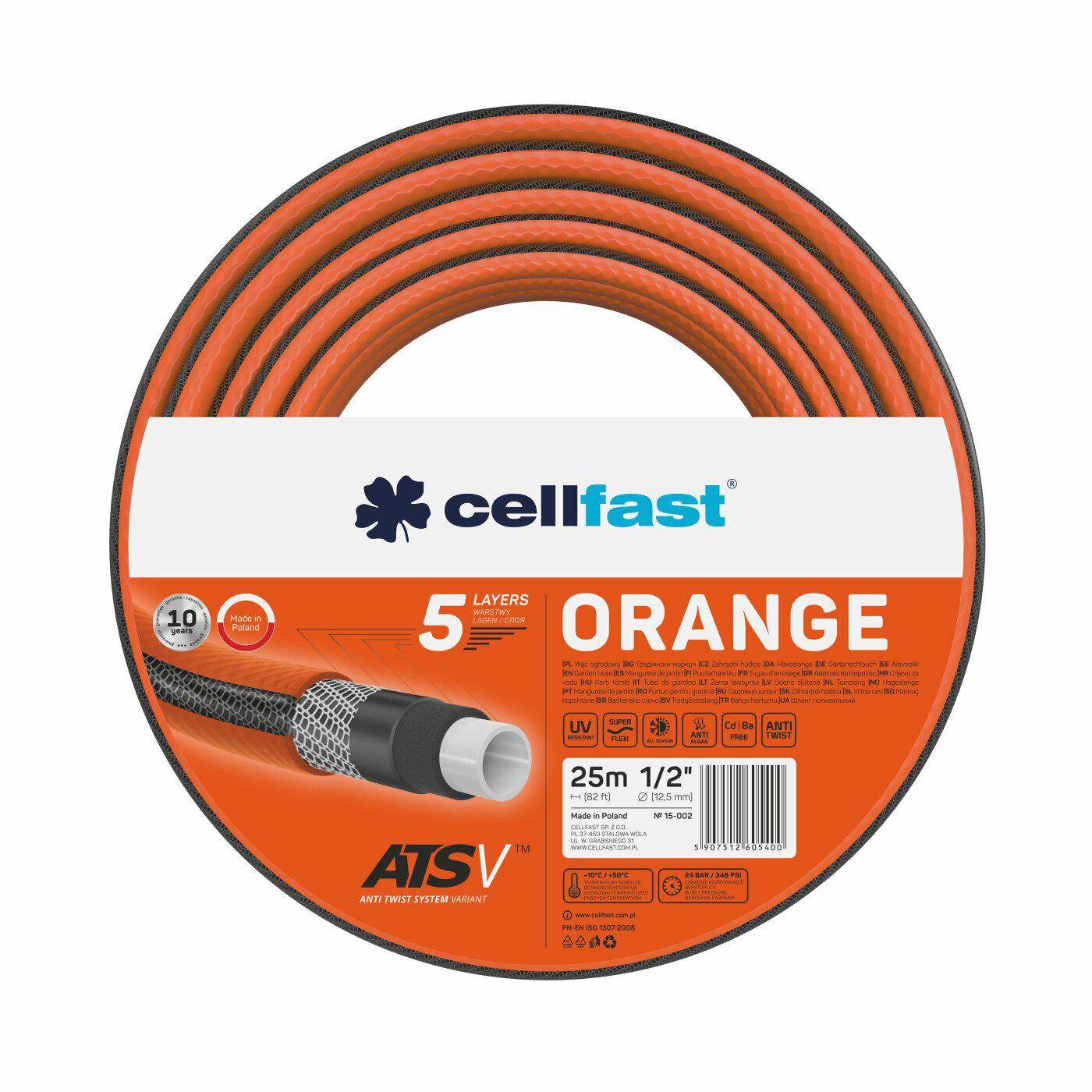 Cellfast 15-602 - Manguera de jardín Orange 1" 25 m