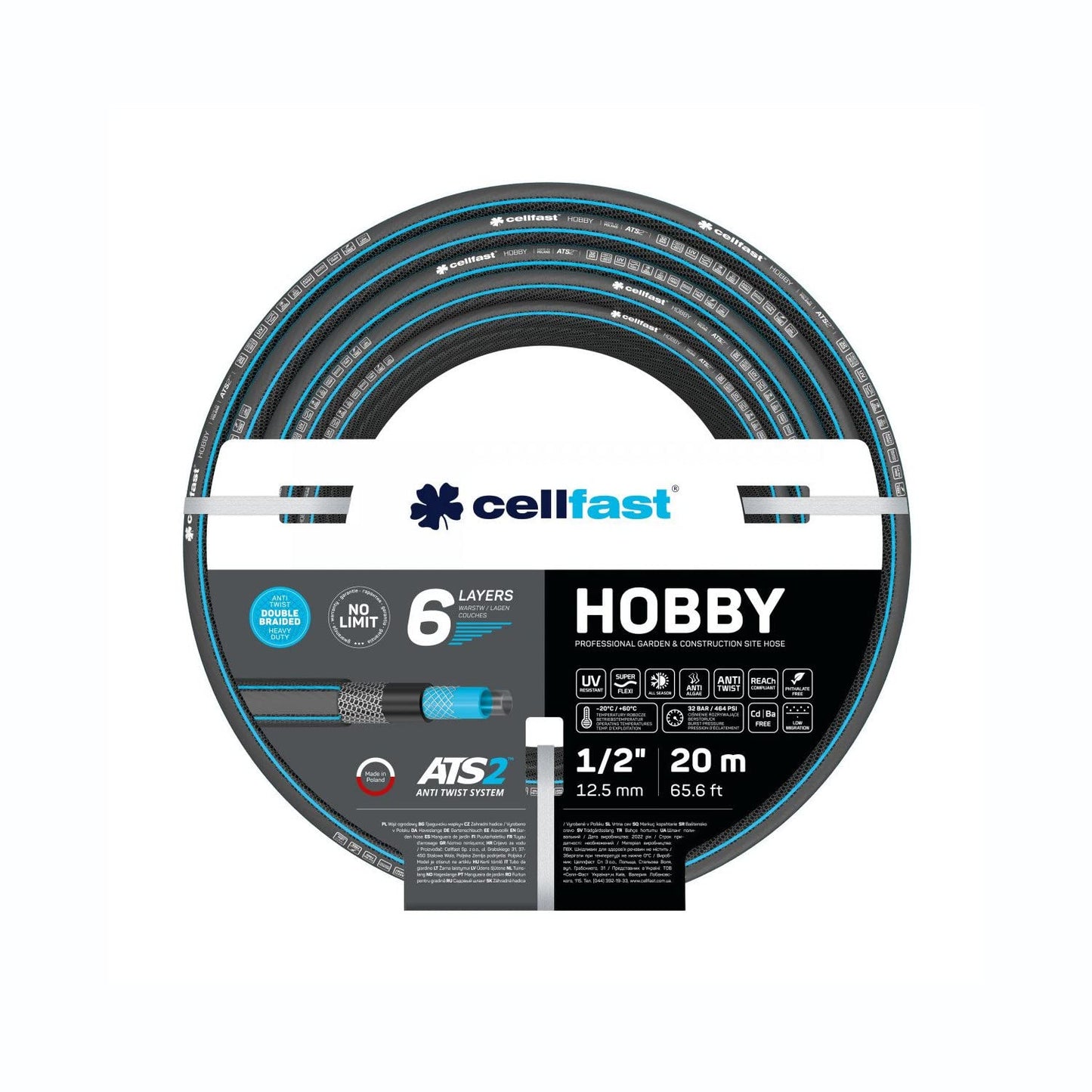 Cellfast 16-202 - Manguera de jardín Hobby ATS 1/2" 20 m