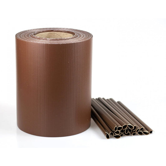 Cellfast 30-082 - Cinta de vallado + clips, 19 cm x 35 m, marrón - Ferrotecnia