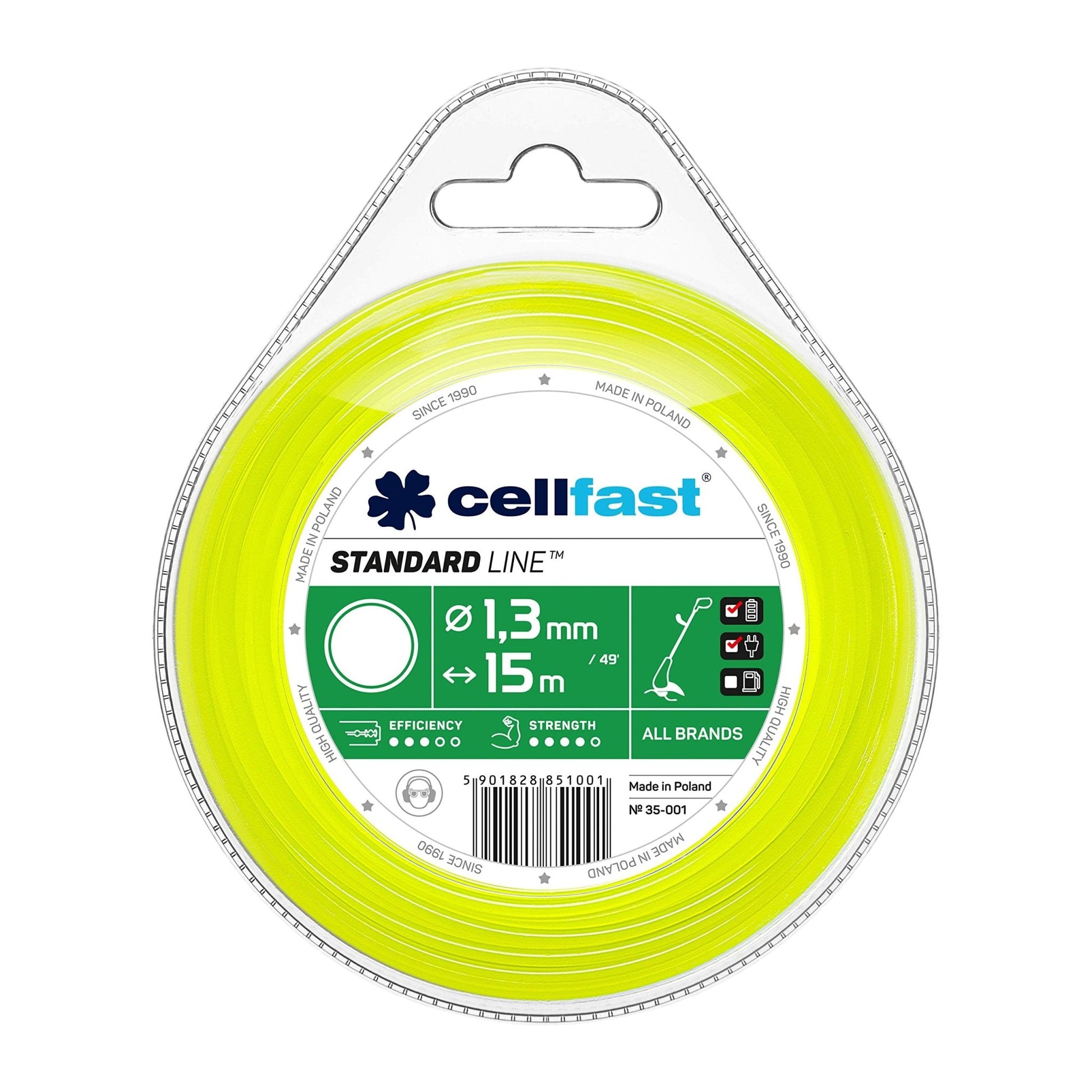Cellfast 35-001 - Hilo de corte para desbrozadora Standard 1,3 mm, 15 m, redondo