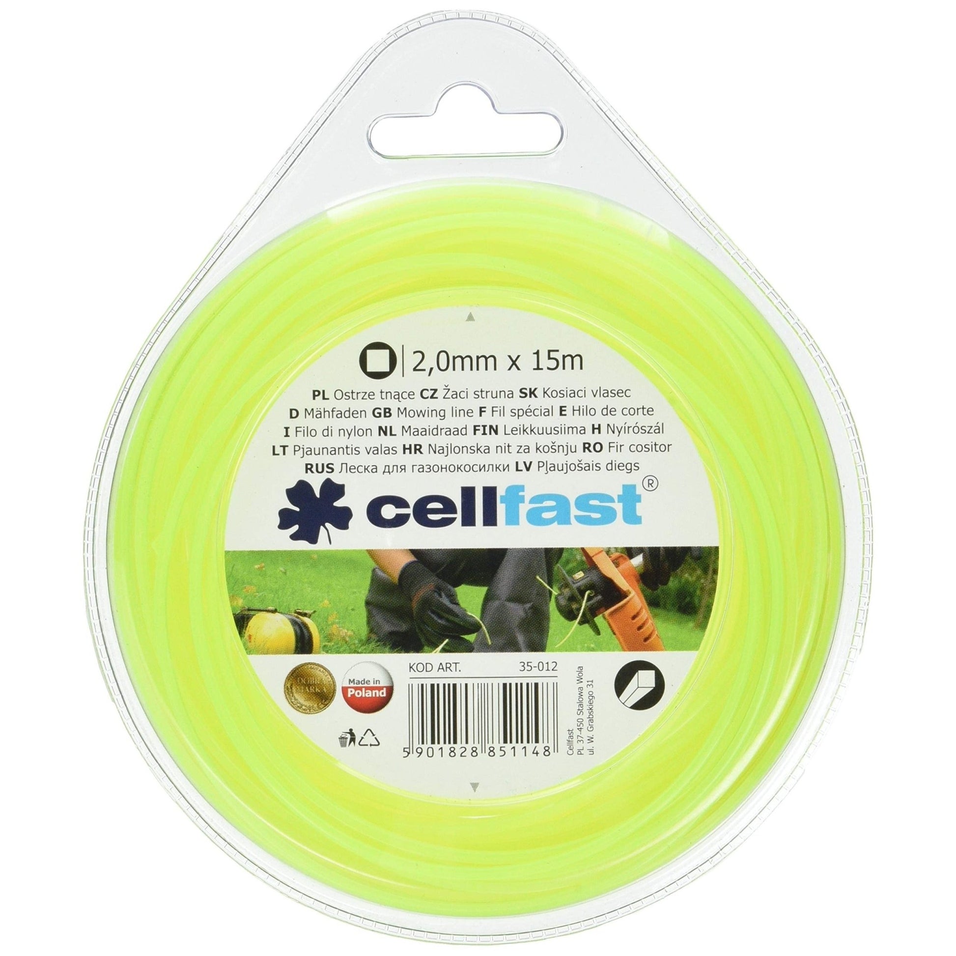 Cellfast 35-012 - Hilo de corte para desbrozadora Standard 2,0 mm, 15 m, cuadrado - Ferrotecnia