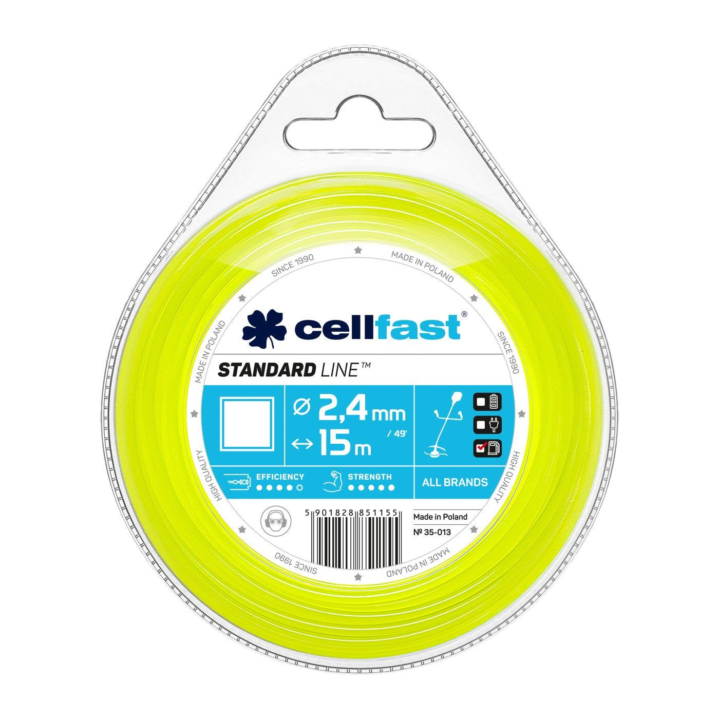 Cellfast 35-013 - Hilo de corte para desbrozadora Standard 2,4 mm, 15 m, cuadrado