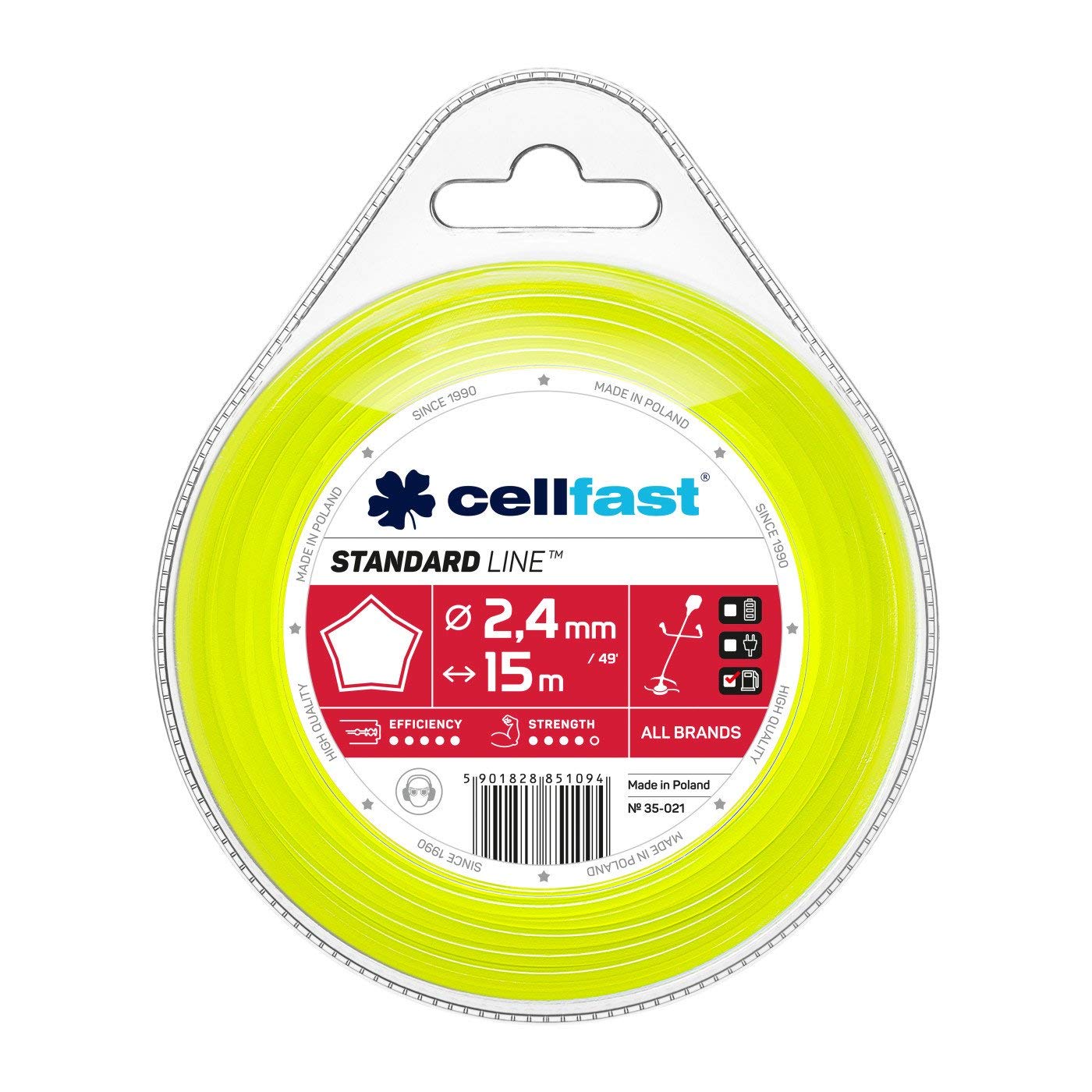 Cellfast 35-021 - Hilo de corte para desbrozadora Standard 2,4 mm, 15 m, estrella
