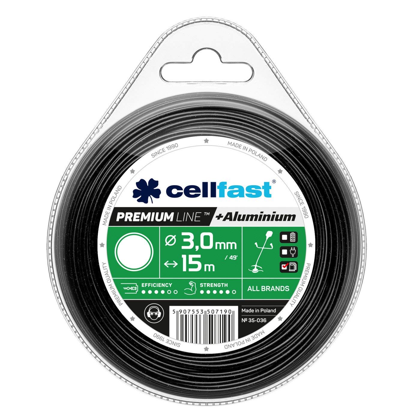 Cellfast 35-036 - Hilo de corte para desbrozadora Premium 3,0 mm, 15 m, redondo