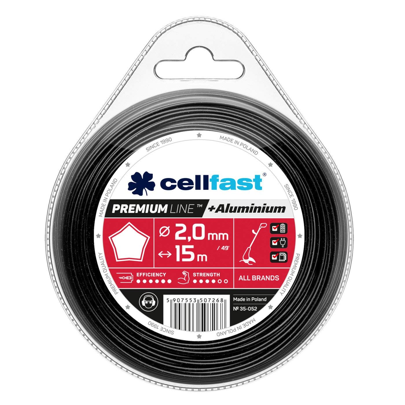Cellfast 35-052 - Hilo de corte para desbrozadora Premium 2,0 mm, 15 m, estrella