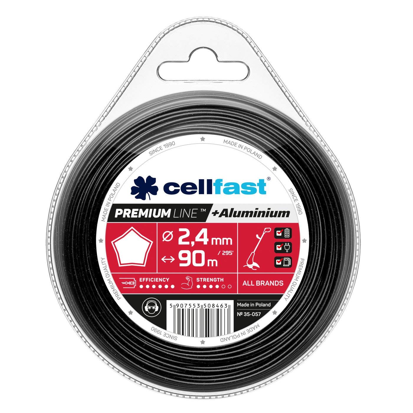 Cellfast 35-057 - Hilo de corte para desbrozadora Premium 2,4 mm, 90 m, estrella