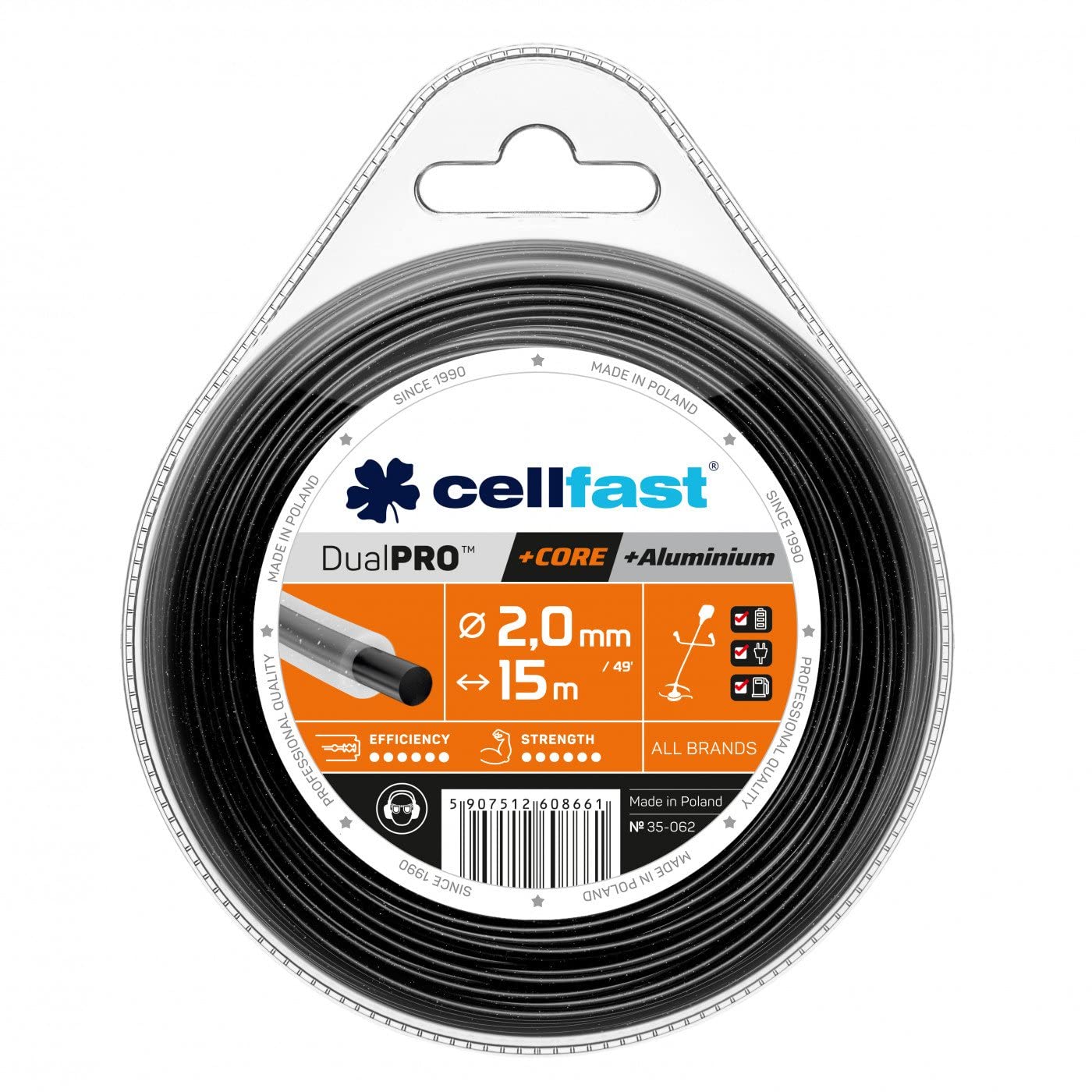 Cellfast 35-062 - Hilo de corte para desbrozadora con alma 2,0 mm, 15 m, redondo