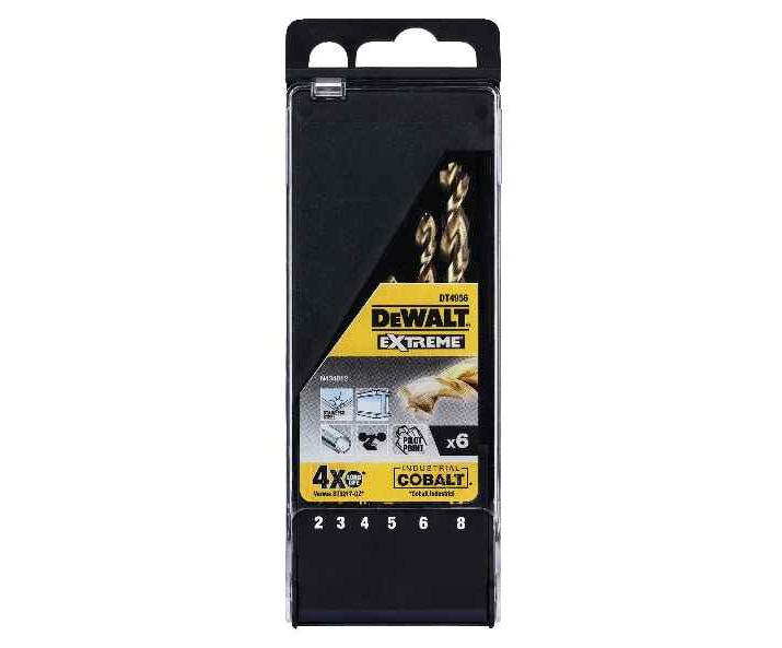 DEWALT Juego de brocas para metal EXTREME HSS-E con cobalto, 6 piezas, para acero inoxidable, DT4956-QZ