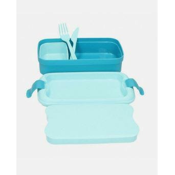 Curver 00768-b36 – 00 Lunch & Go - Caja de Almuerzo con Cubiertos de plástico, Azul, 23,5 x 13,5 x 6,3 cm