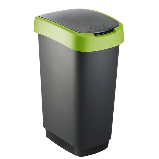 Curver 02170-P 80-00 contenedor de residuos con Solapa, 10 L, Plata/Verde