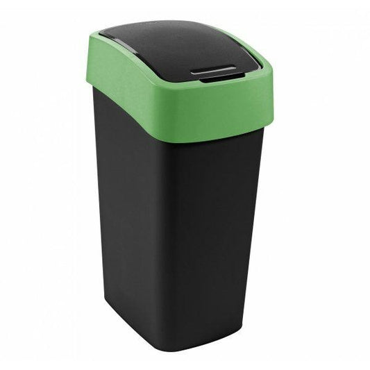 CURVER 02171 – 847 – 00 Multiusos para Papelera Flip 25L en Negro/Verde, plástico, 34 x 26 x 47 cm